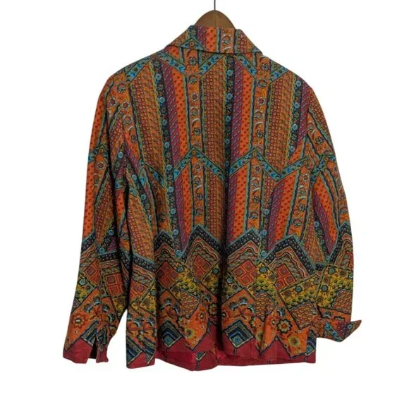 Coldwater Creek Womens Multicolor Geometric Pattern Blazer Jacket W18 Southwest - Picture 2 of 16